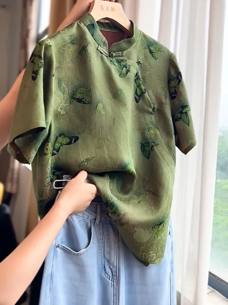 

Новая китайская модная летняя женская блузка с цветочным принтом, облегающая, больших размеров, удобная для повседневной носки, с круглым вырезом...
