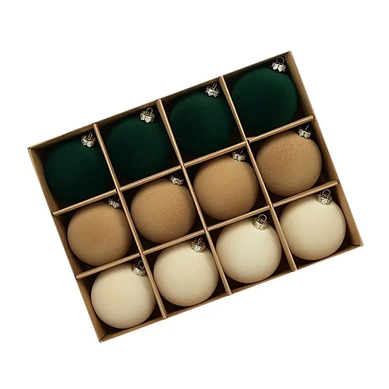 

Набор из 12 бархатных елочных шаров AB15: Небьющиеся пластиковые украшения для праздничной вечеринки, подвесные декорации