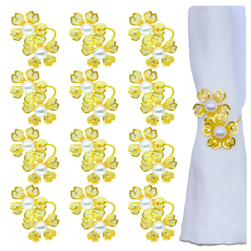 12 Pcs Wedding Napkin Ring Inside Diameter 1.57-inch Perfect For Weddings Banquets And Holiday Gatherings Both Casual And Formal