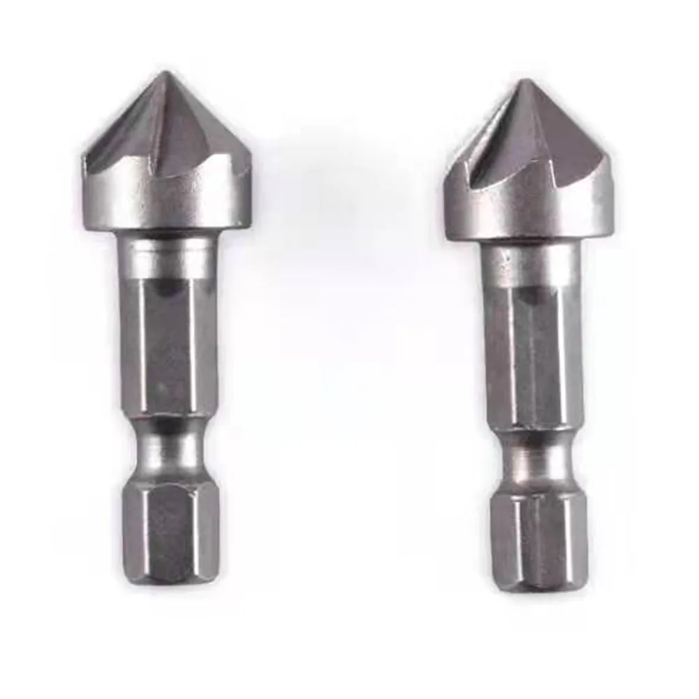 1PC Steel 6 Flute Countersink Drill Bit Five-Edge Chamferer Hexagonal Shank For Woodworking Tools Wood Chamfering Cutter Chamfer