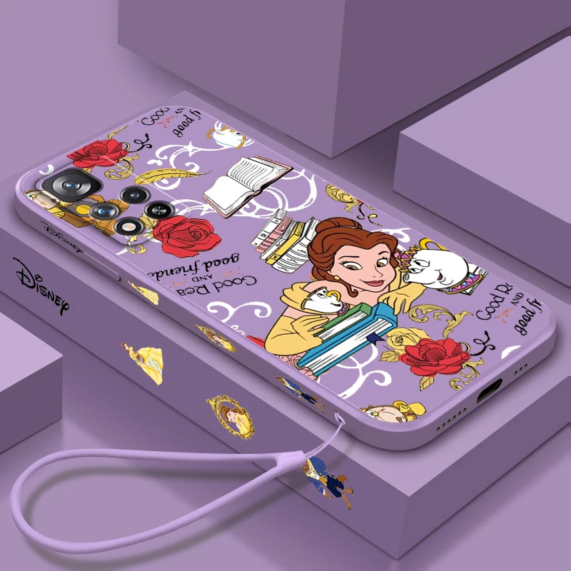 

Princess Belle Disney Fashion Liquid Left Rope For Xiaomi Redmi Note 13 12 12S 12R 11 11T 11S 10 10S Pro Plus 5G Soft