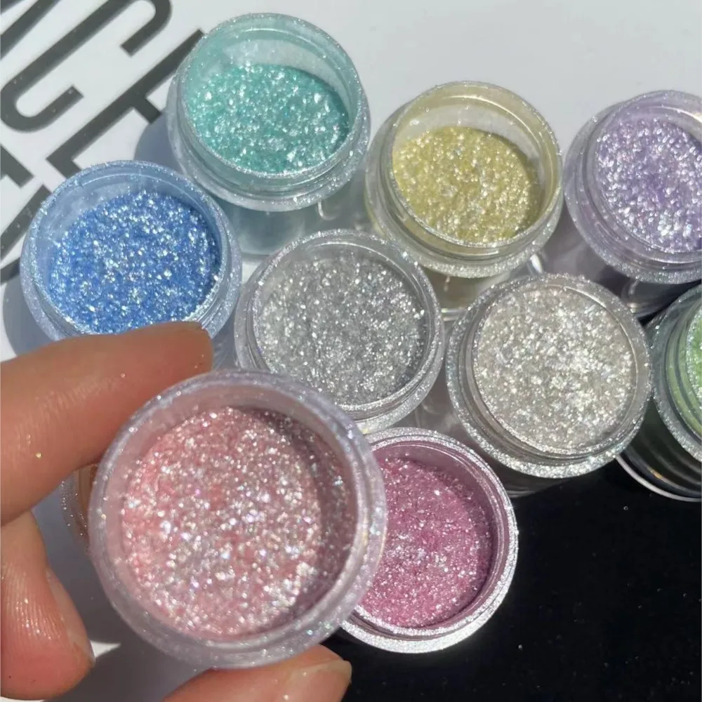 1 Topf polarisiertes Nail Art Opalpulver Aurora Neon Schimmer Staub Nagel Glitzer Pailletten Chrom Pigment Reiben auf Nägeln für Maniküre