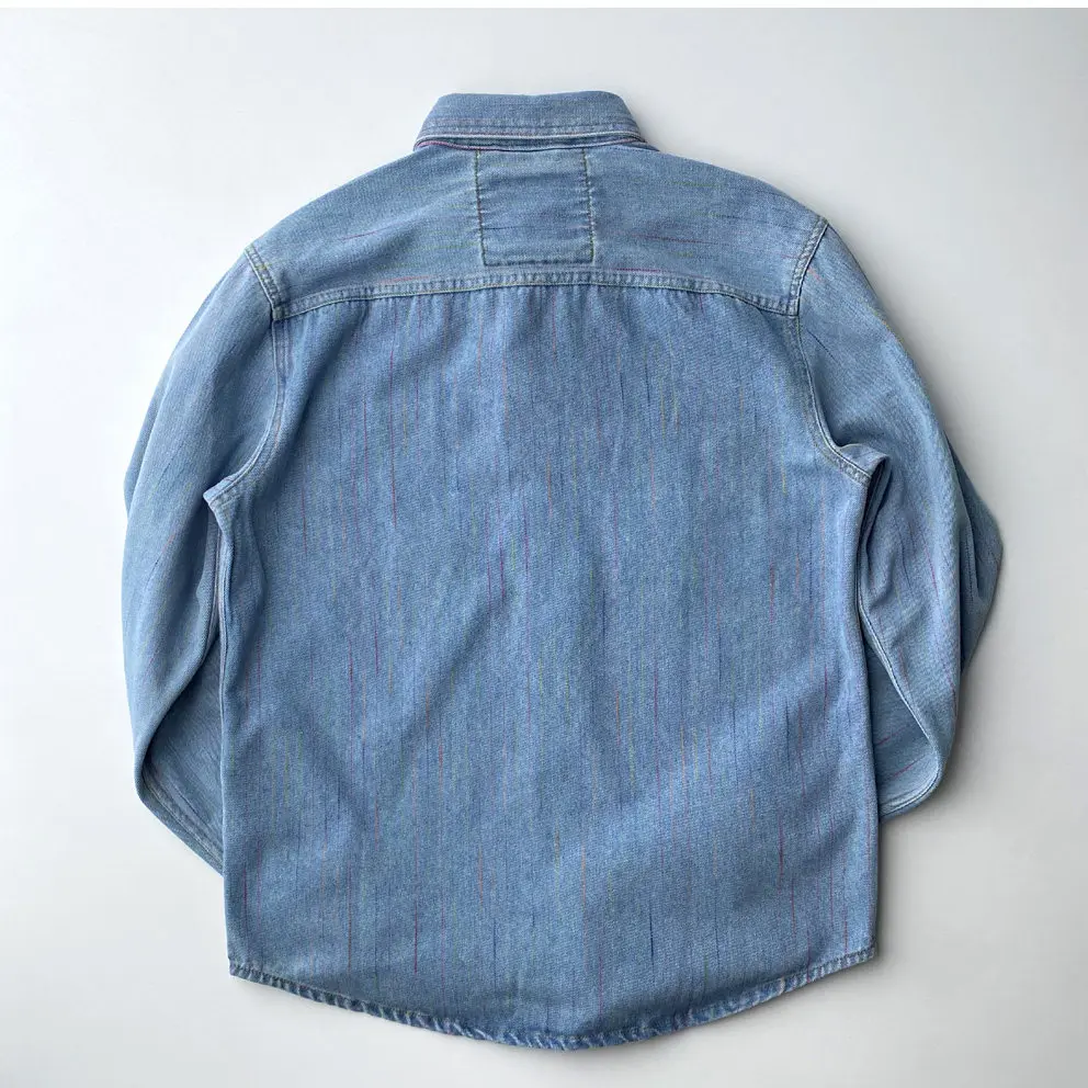 2026 Spring New American Retro Heavyweight Long-Sleeve Lapel Stripes Shirt Men's Fashion 100% Cotton Washed Old Casual Blouses