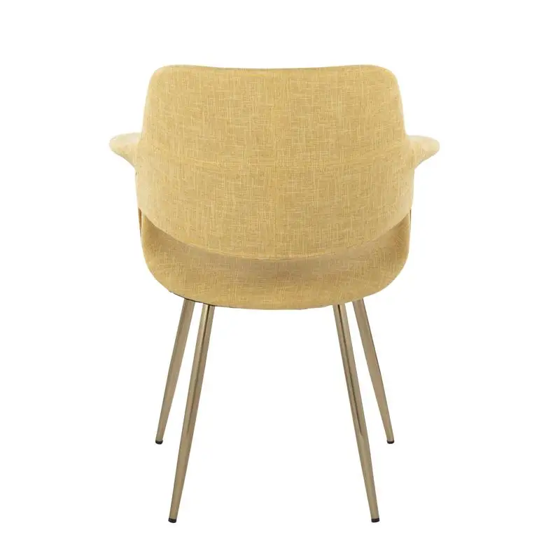 مجموعة من كرسيين جلام آرت ديكو مصنوع من المعدن الذهبي والقماش الأصفر