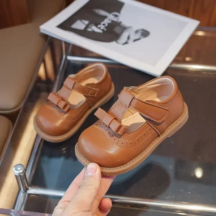 

Children's Fashion Sandals New Brown Breathable Soft Boys Girls Leather Shoes White Fashion Flat Non-slip Kid Baby Single Shoes