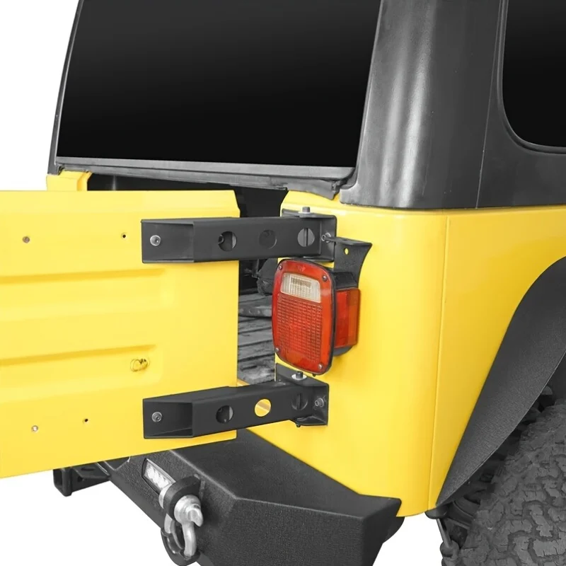 2PCS Tailgate Hinge Set Reinforced Heavy Duty Rear Door Hinges Tail Gate Hinge Cover Bracket Fits 1997-2006 for Jeep Wrangler TJ