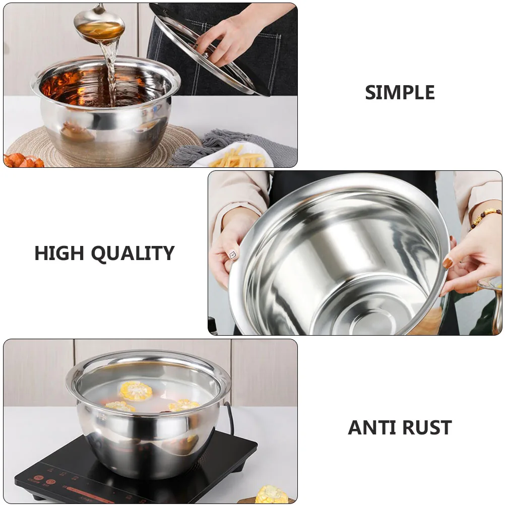 

Stainless Steel Bowl Kitchen Storage Organizer Oil Seasoning Basin Multifunctional Food Serving Bowl For Soup Salad Noodles Rice