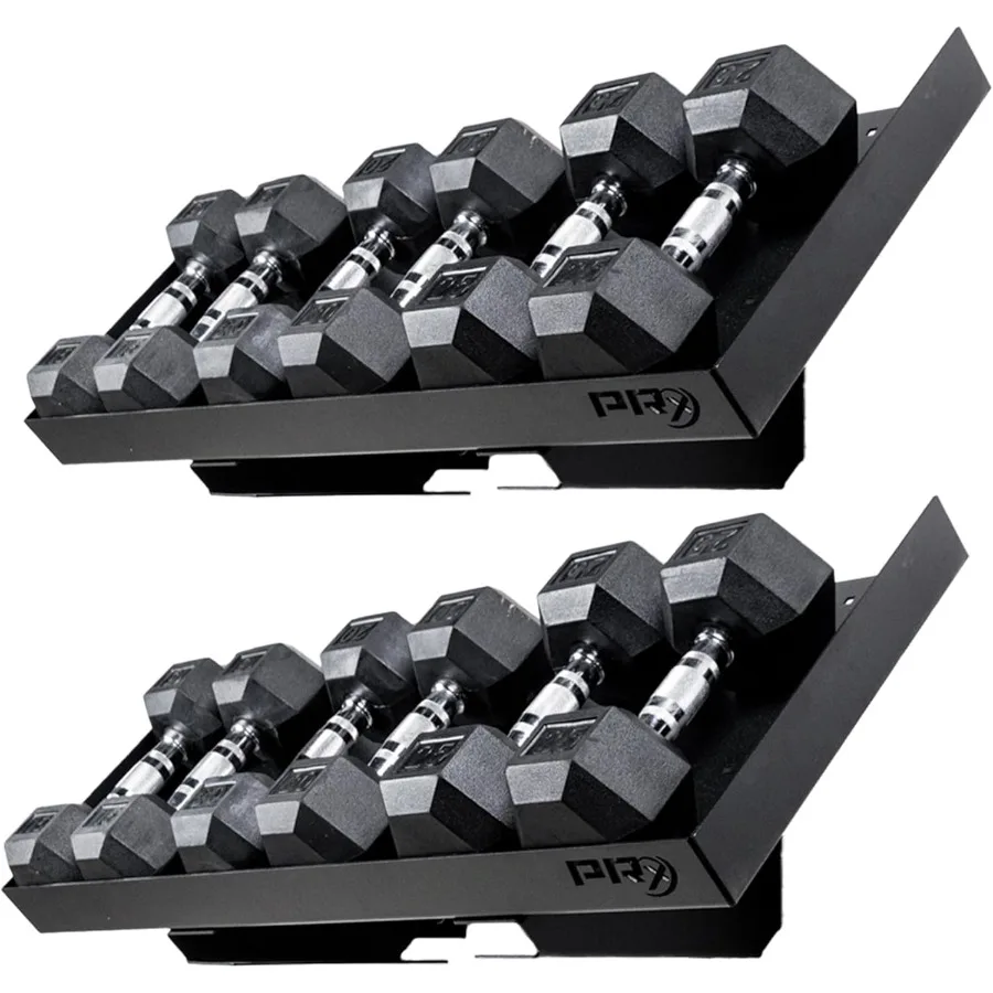 

Dumbbell Storage Shelf Steel Wall Mounted Weight Rack Organizer, 2 Shelves for Home Gym Kettlebells 1,000lb Capacity