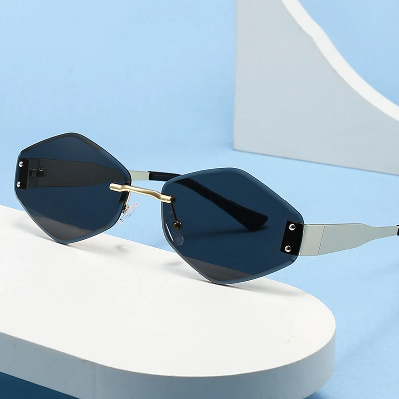 Neue Vintage Polygonale Sonnenbrille für Damen und Herren, Quadratische Rechteckige Sonnenbrillen, Weibliche und Männliche Brillen