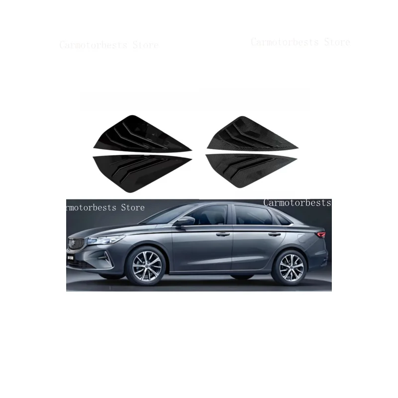 Car Rear Louver Window Side Shutter Cover  For Geely Emgrand II 2024 2023 2022 2021 Trim Sticker Vent Scoop ABS Carbon Fiber