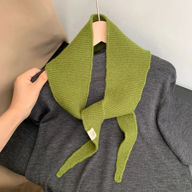 المرأة أزياء الصوف مثلث وشاح بلون لينة شتاء دافئ سيدة شال الصوف شرابة بطانية باندانا نمط