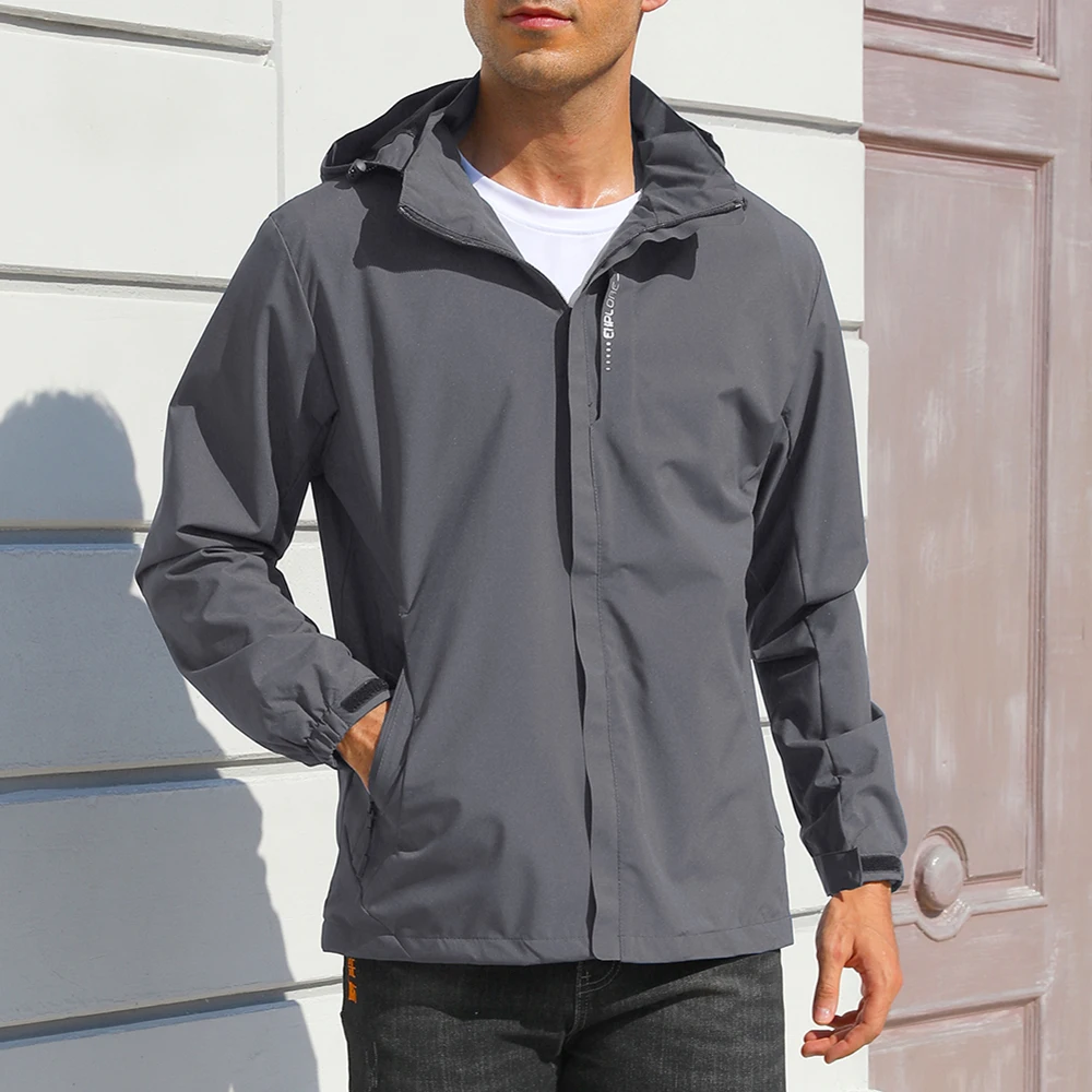 

Outdoor Men's Hooded Jacket Zipper Windproof Casual Jacket Coat Climbing Camping Hiking Male Fashion Slim Fit Outwear