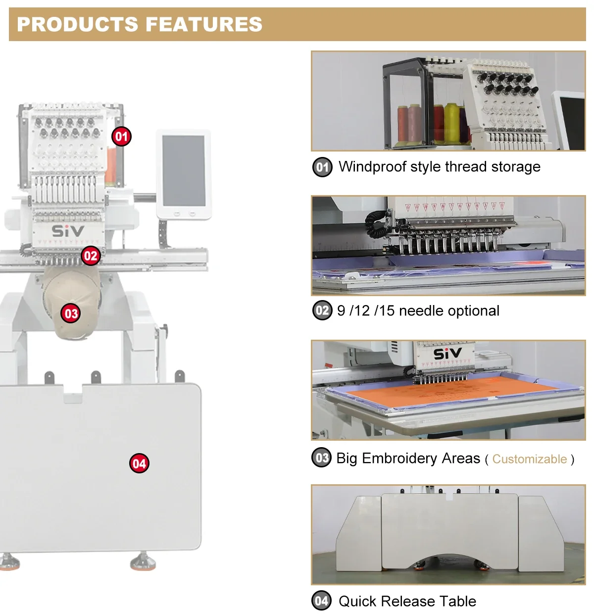 Computerized Flat Embroidery Machine 1 Head Computerized Embroidery Machine in Wholesale Sewing Machine Flat Motor Automatic 180