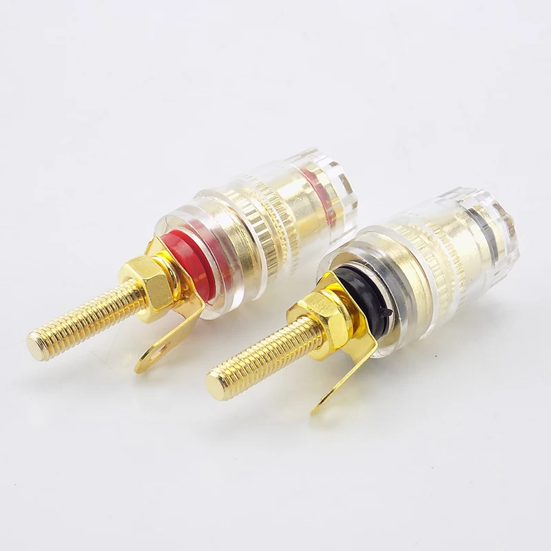 4mm Banana Plug Amplifier Speaker Binding Posts Oxidation Resistance Brass Terminal Transparent Gold Plated Audio Connector E4