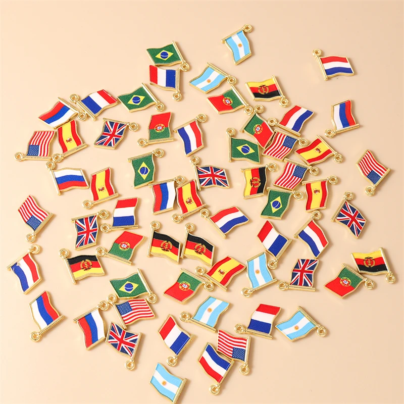 20 Stück niedliche, gemischte Emaille-Anhänger mit Nationalflaggen verschiedener Länder zum Basteln von Schmuck, Halsketten, Ohrringen, Armbändern, DIY-Bastelarbeiten und als Geschenk. – Detail 15