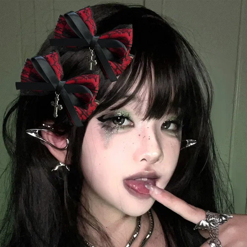 4er-Set Mädchen-Haarschmuck im Gothic-Dark-Stil: Exquisite modische Schleifen-Haarspangen, vielseitige Lolita-Haarschleifen 2026 – Detail 1