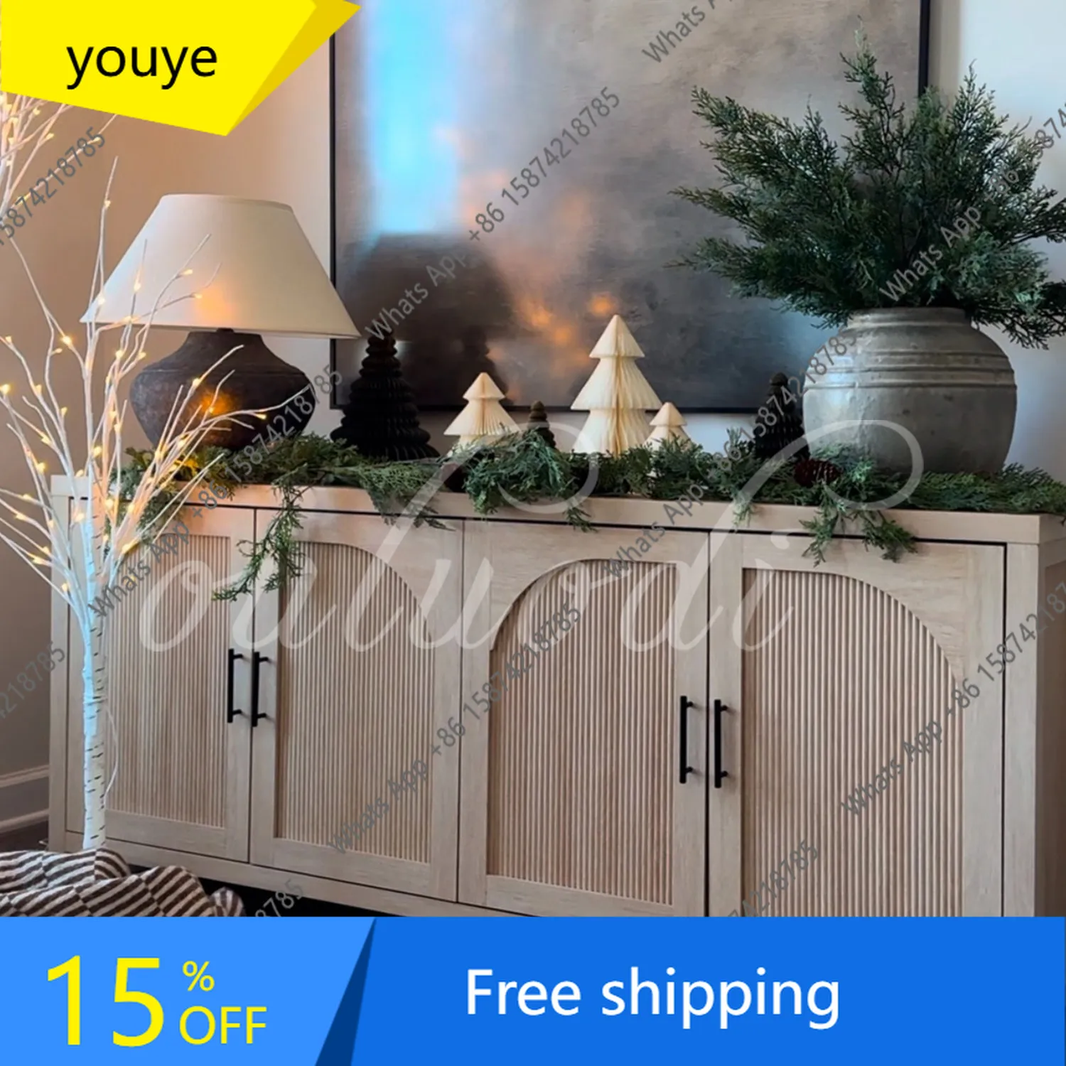 

N68 French-style antique solid wood dining side cabinet, restaurant dish storage cabinet, American simple designer storage cabin