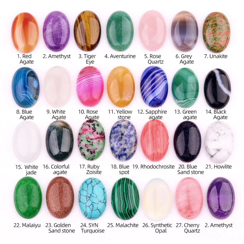 20x30 مللي متر كابوشون الحجر الطبيعي الخرز البيضاوي حجر خرز كريستالي لا شيء ثقب شقة عودة صنع المجوهرات خواتم القرط قلادة قلادة #3