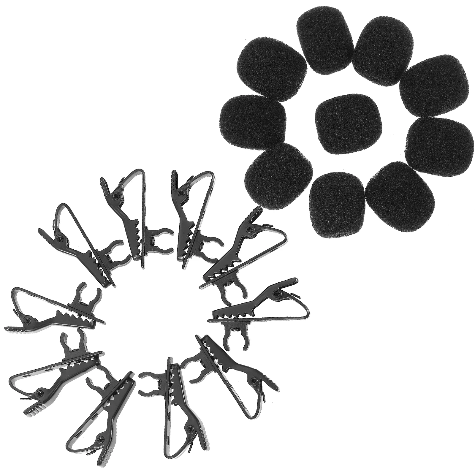 10 PCS Mini Megaphone Mic Clip Loudspeaker Microphone Lapel Lavalier Iron Black Tie