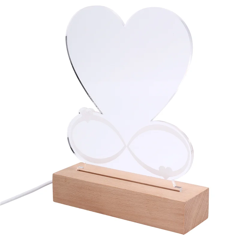 

AB47-3D Acrylic Light Heart Shaped Photo Frame With Night Light Couple Anniversary Christmas Personalized Gift