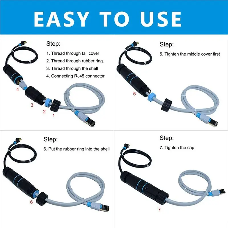 ABLJ 20 Pcs RJ45 Connectors IP68 Waterproof Shielded (STP) Cat6 Ethernet LAN Cable Connector
