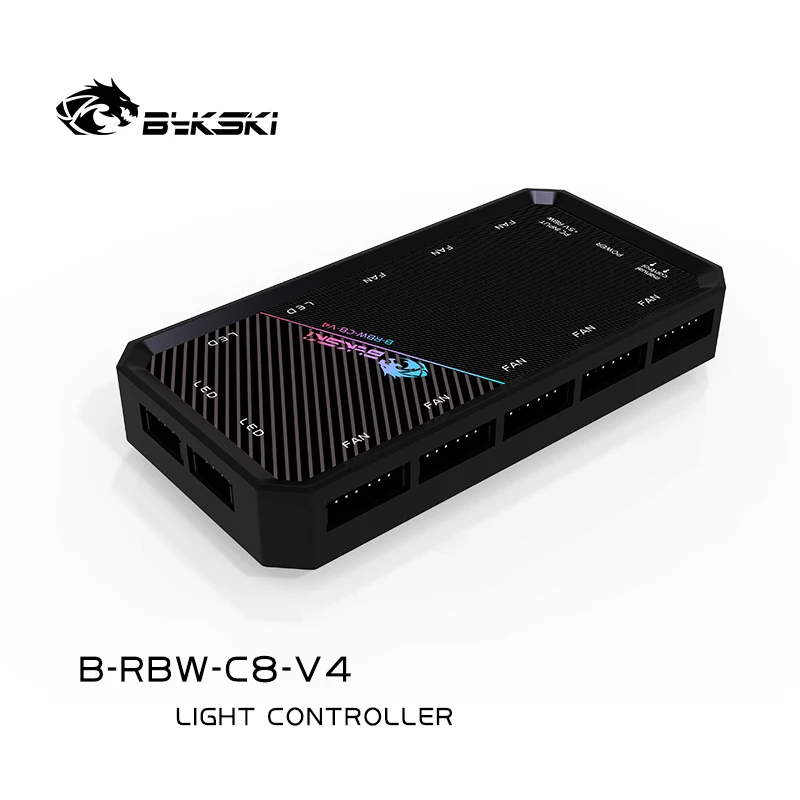 Bykski-controlador Symphony Lighting RGB, sincronización LED Hub 1-(8 + 4),12V(RGB)/5V(A-RGB), Control remoto, B-RBW-C8-V4,B-RGB-C8-V3