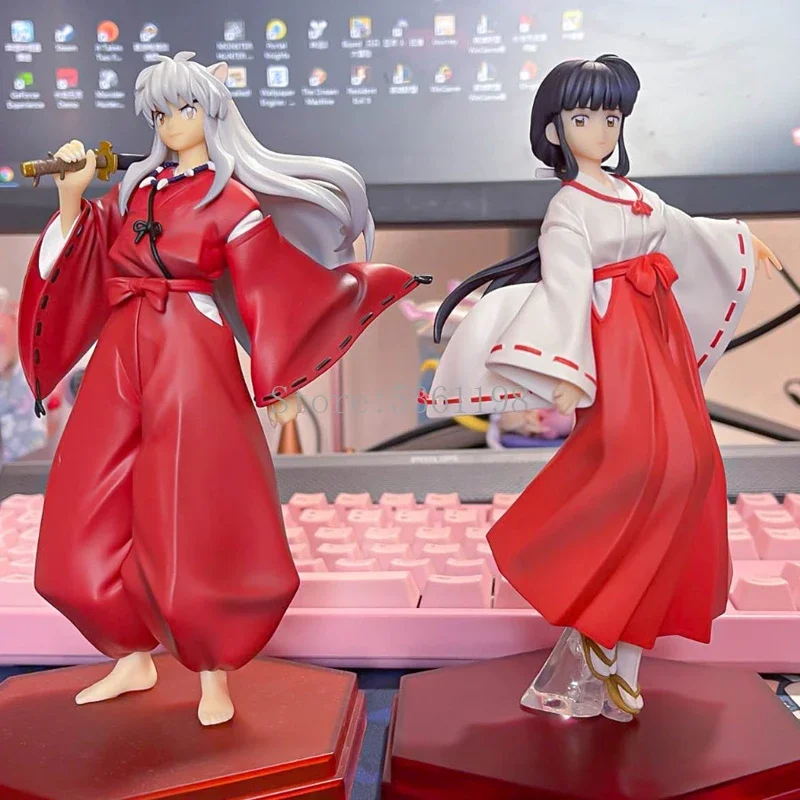 18cm Final InuYasha Anime Figure Kagome Higurashi/Kikyo Action Figure Sesshomaru Noodle Stopper Figure Collection Model Doll Toy