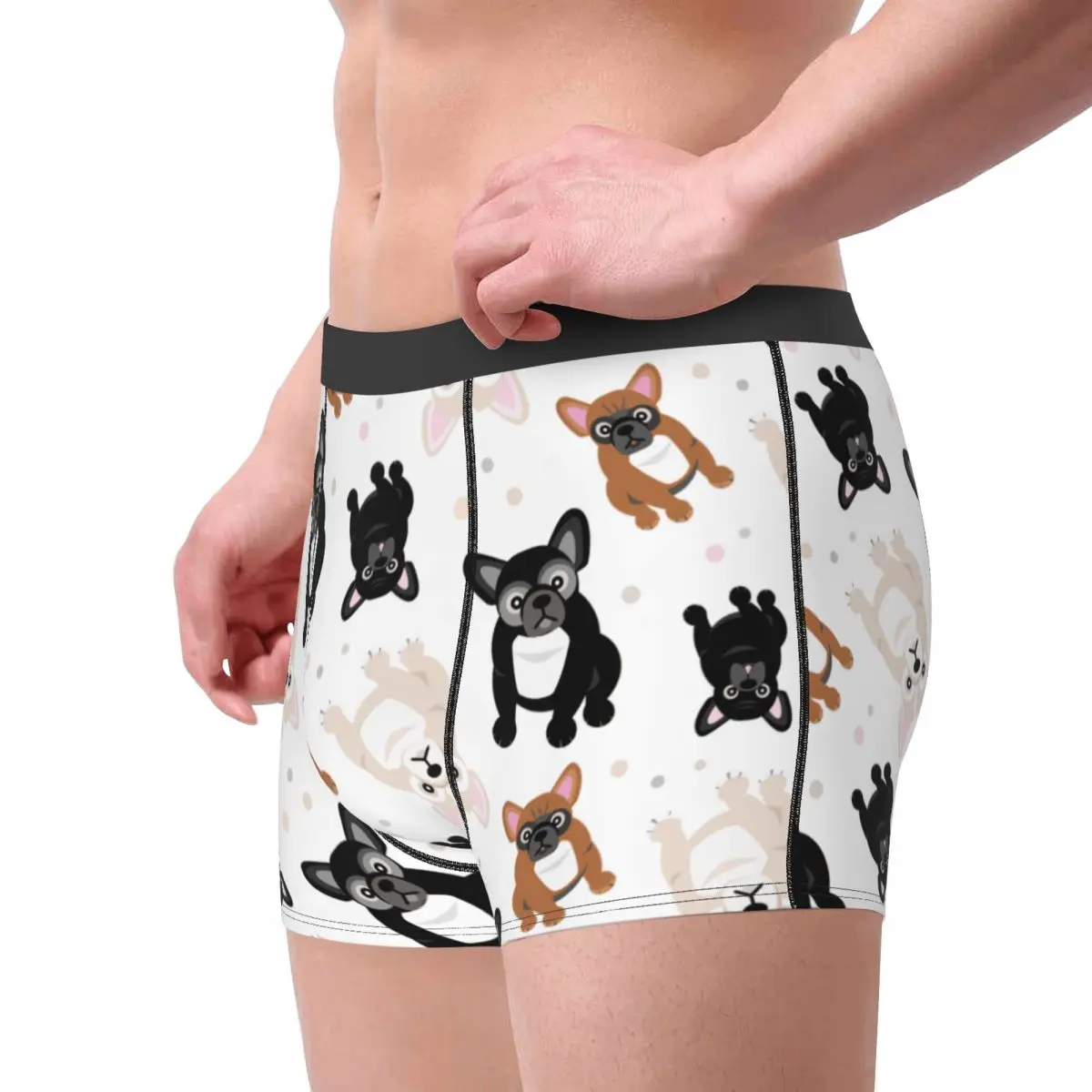 Cute French Bulldog Frenchie Puppies Men Underwear Dog Boxer Shorts Panties Funny Mid Waist Underpants for Homme S-XXL