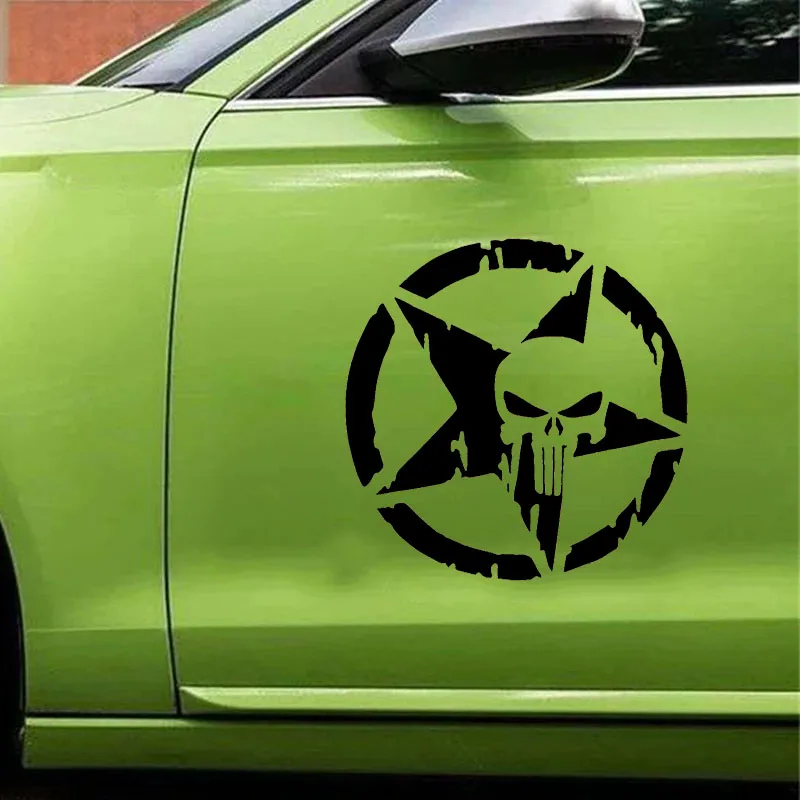 

Personality Punisher Skeleton Pentagram Car Sticker Motocross Laptop Trunk Guitar Vinyl Decal Decoration PVC Wholesale