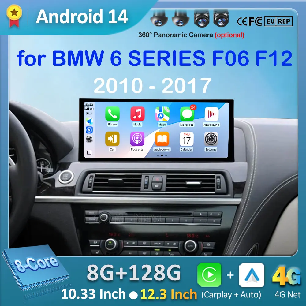 Android 14 Car Radio Video Player for BMW 6 SERIES F06 F12 2010 - 2017 CIC/NBT System DSP GPS Navigation Carplay Auto Tools 4G