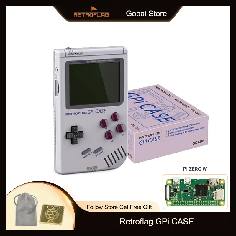 Retroflag-Caso GPi com desligamento seguro, áudio de 3,5mm, indicador LED, tela IPS de 2,8 ", compatível com Pi Zero e W Board