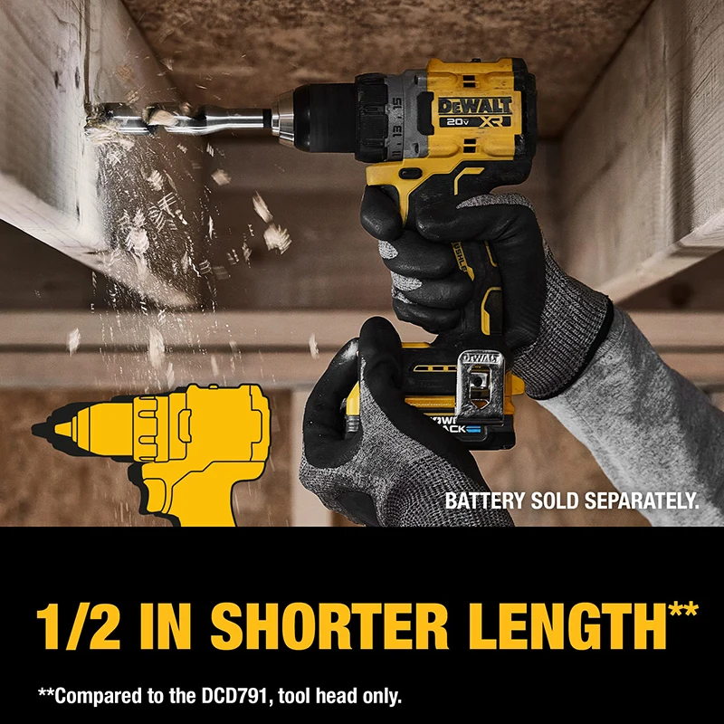 DEWALT DCD800 20V XR Cordless Electric Driver Brushless 1/2-in Drill Compact Hand Electric Screwdriver Bare Tool