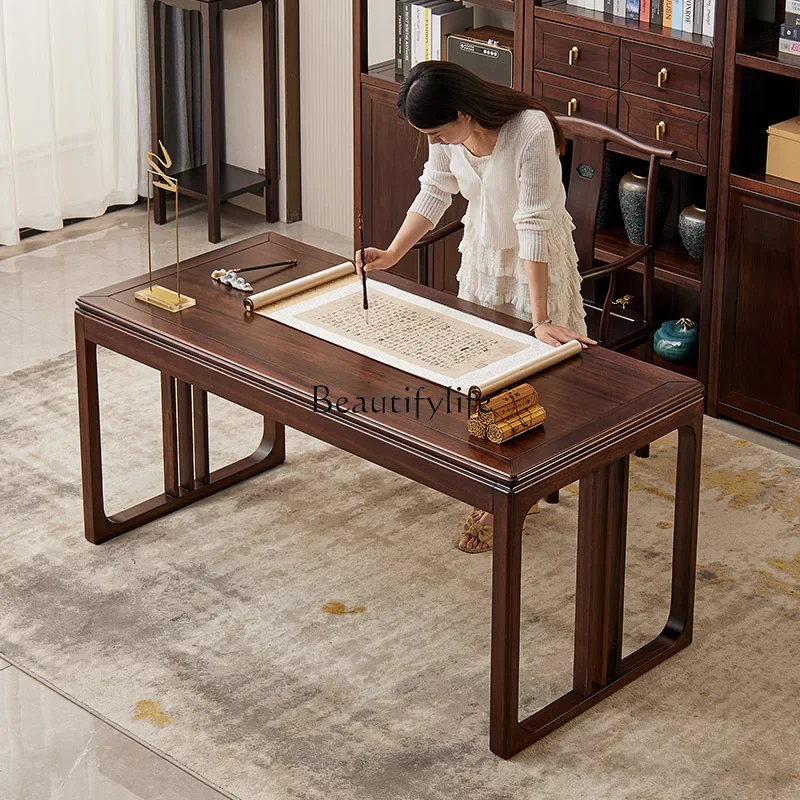 

LNew Chinese ebony desk simple living room solid wood large desk