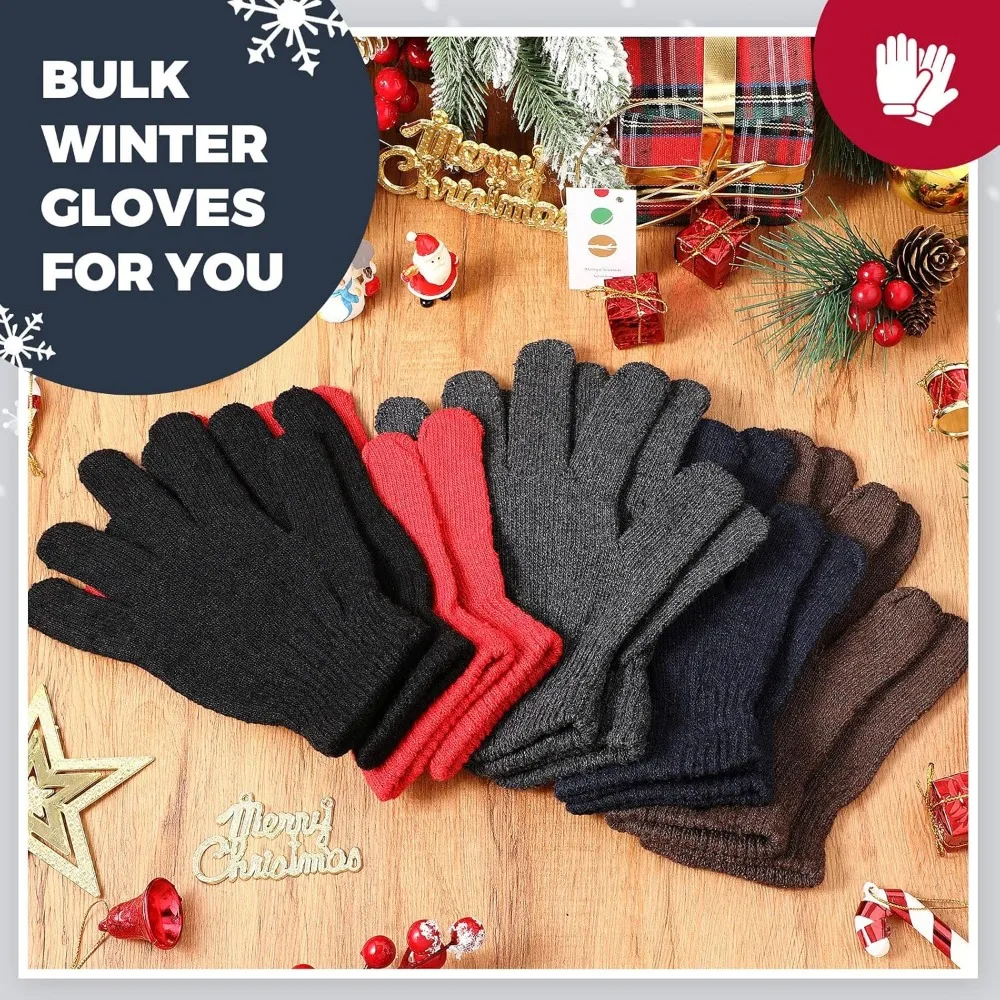 قفازات حرارية متماسكة دافئة قابلة للتمدد بكميات كبيرة، أصابع كاملة للرجال والنساء، خيارات هدايا الشتاء المريحة للدفء #6