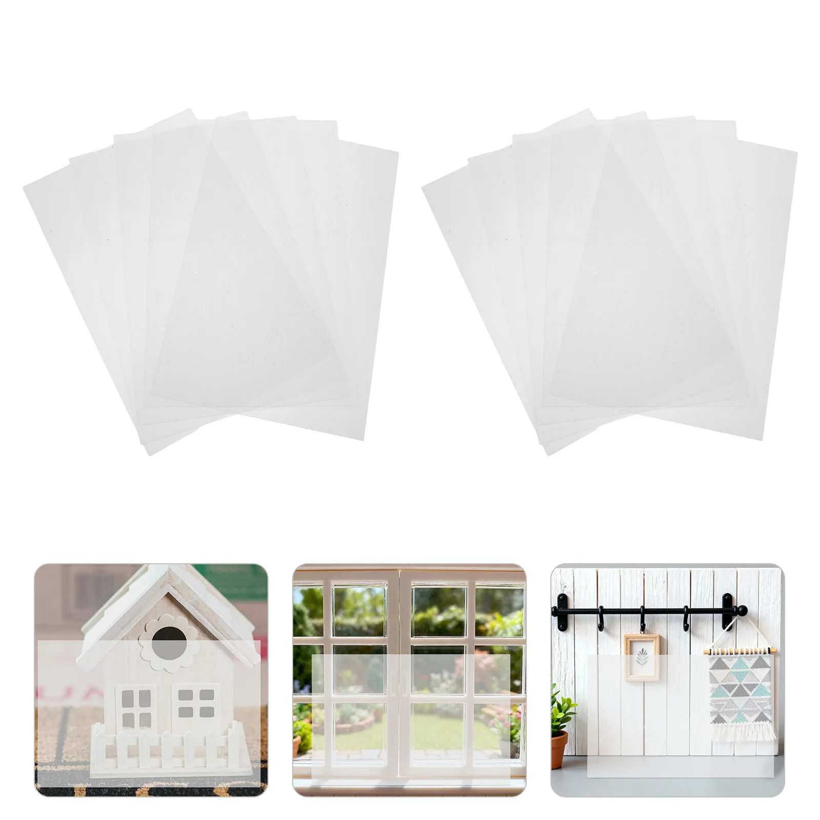 

20pcs Micro Landscape Windows 12X8" Transparent Plastic Sheets For Crafts Miniature Panels Diy Dollhouse Building Material