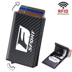 Carbon Fiber Credit Card Holder Wallets Men Rfid Black Magic Trifold Leather For For Lexus Fsport Ct200h UX250h NX300h RX350 NX