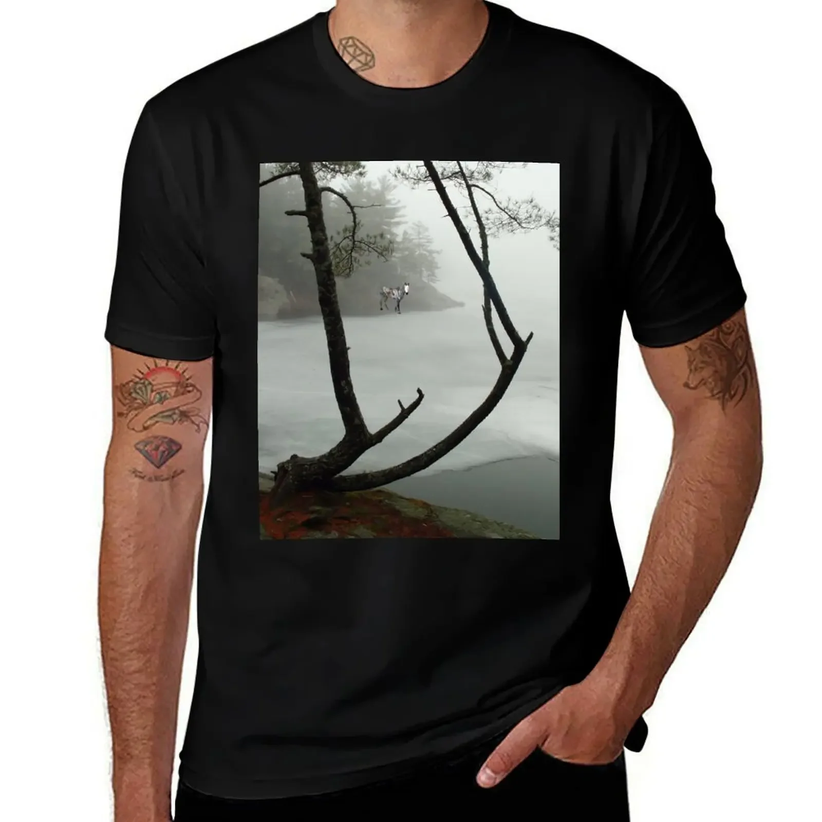 

Spirit Pony on Perch Pond T-Shirt blacks cotton man t-shirts anime clothes Short sleeve tee men