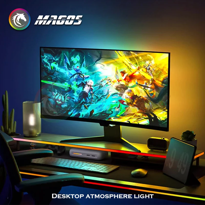 Imagem -03 - Rgb Led Light Strip para E-sports Desktop Monitor e Pickup Exibição do Computador Follow Spot Usb Power 1.2m 1.6m 2m