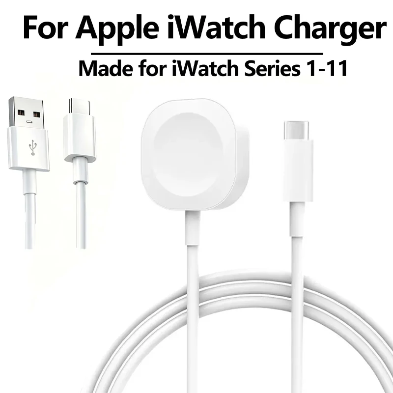 Magnetic Wireless Watch Charger Cable For ios Watch 11 10 9 8 7 6 5 4 3 2 Series SE Ultra 1/2 USB Type C Charging iWatch Charger