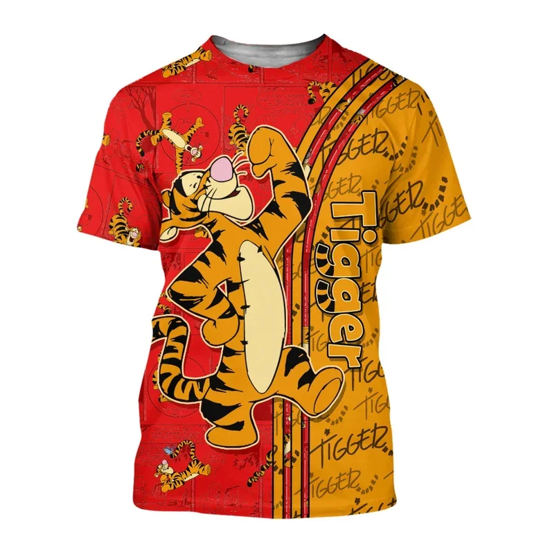 Tigger Winnie the Pooh Red Orange Comic Book Pattern Disney Clothing Unisex Casual T Shirts Holiday Vacation Clothing Men Ladies