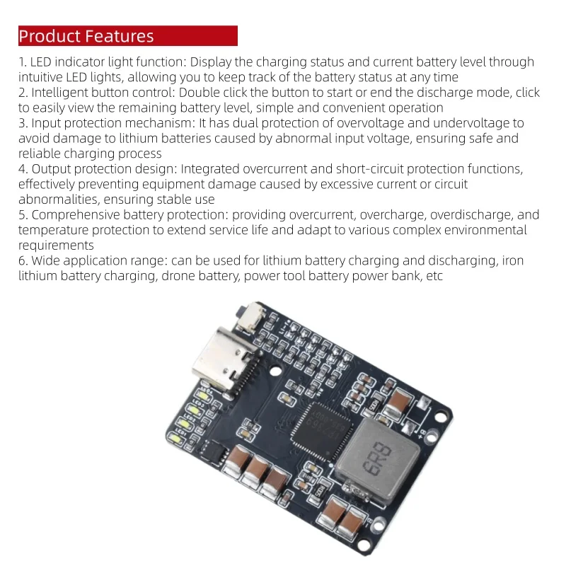 IP2369 45W lithium battery charging and discharging module 2-6S mobile power drone charging protection module