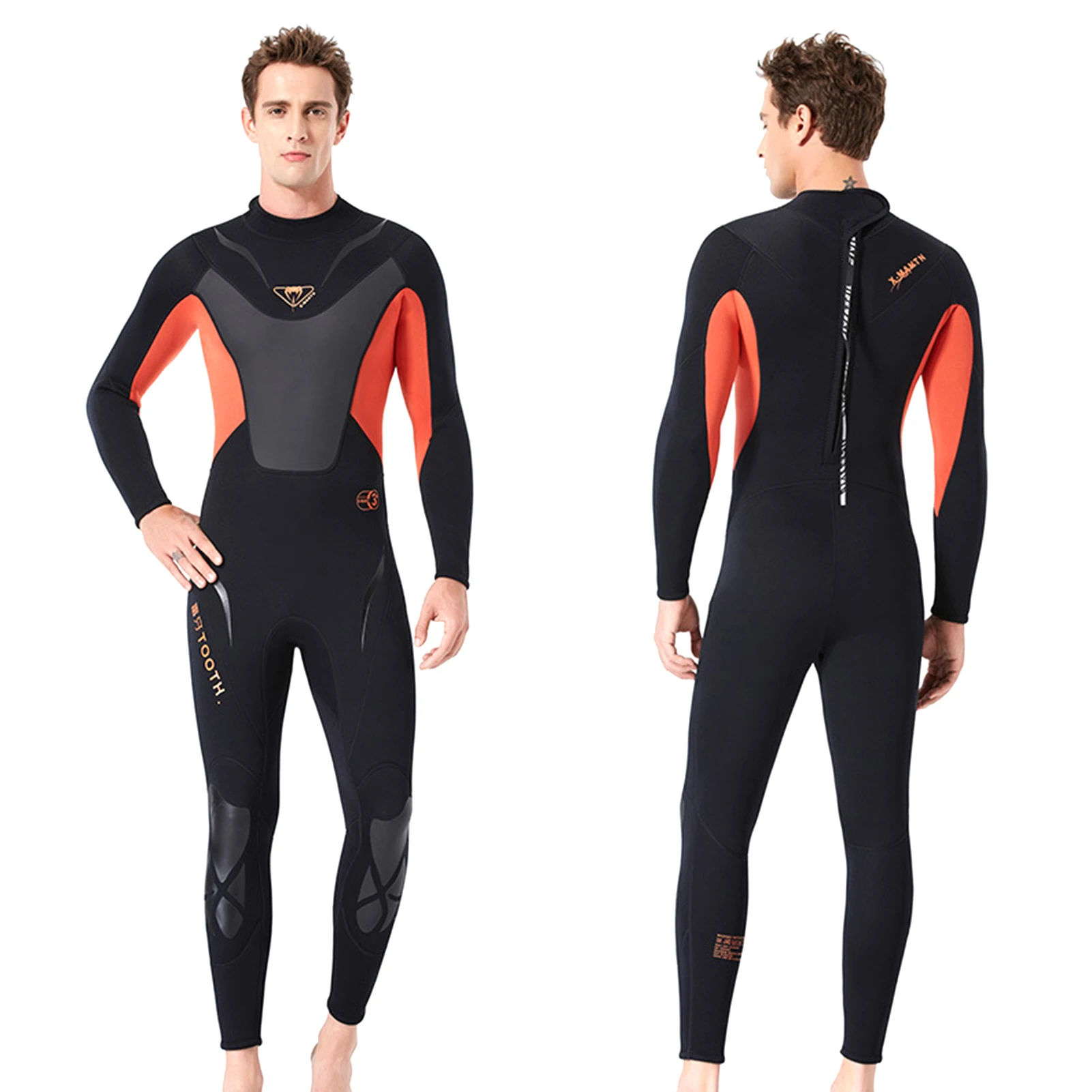 

Men 3mm Neoprene Full-body Wetsuit with Back Zipper Diving Suit for Surfing Swimming Scuba Snorkeling