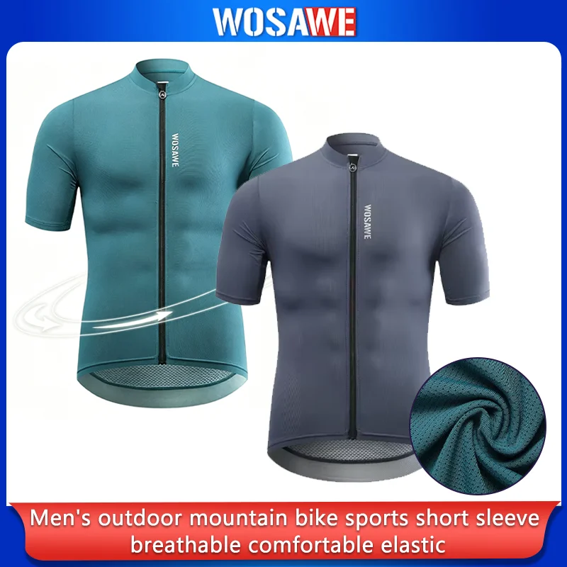 

WOSAWE Men's Outdoor Cycling Mountain Bike Riding Sports Short-Sleeve Breathable Comfortable Stretch Cycling Jersey Top
