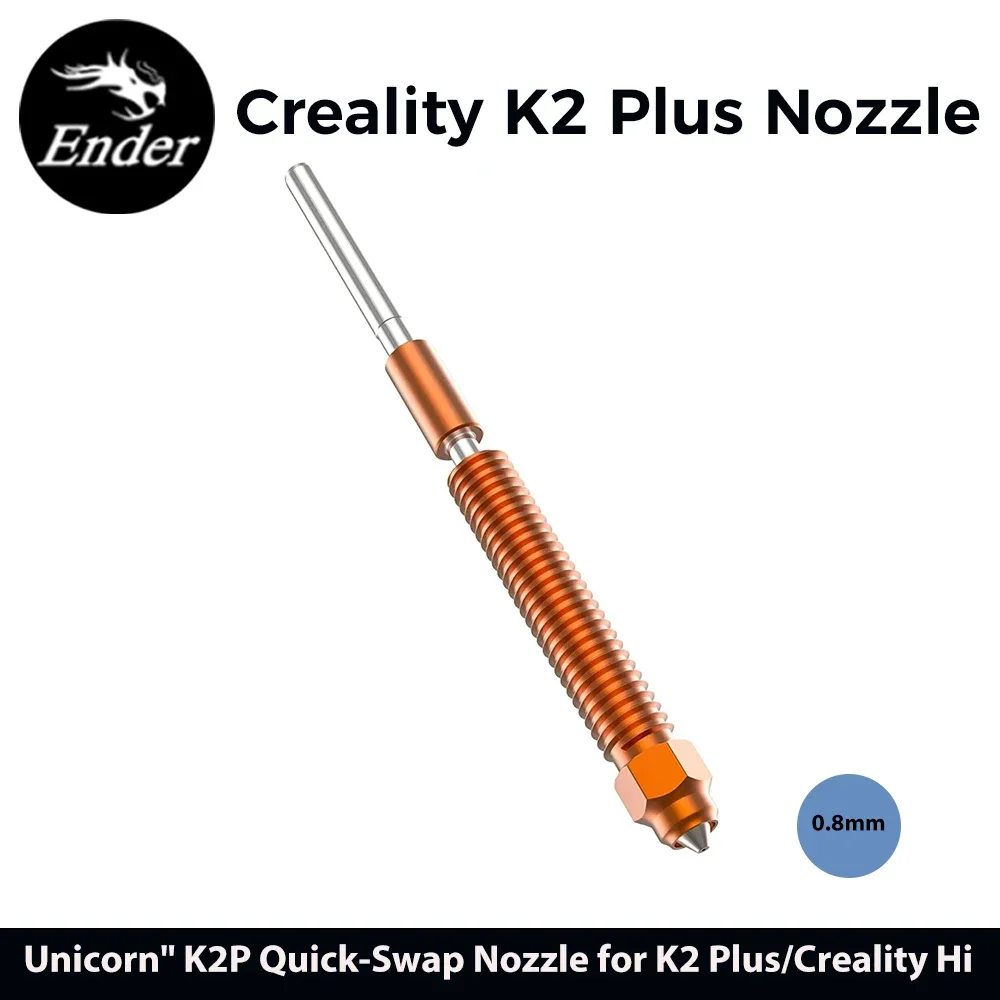 

Сопла Creality 0,8 мм Unicorn K2P, комплект быстросменных сопел для K2 Plus/Creality Hi, детали 3d-принтера, тепловое сопло из титанового сплава