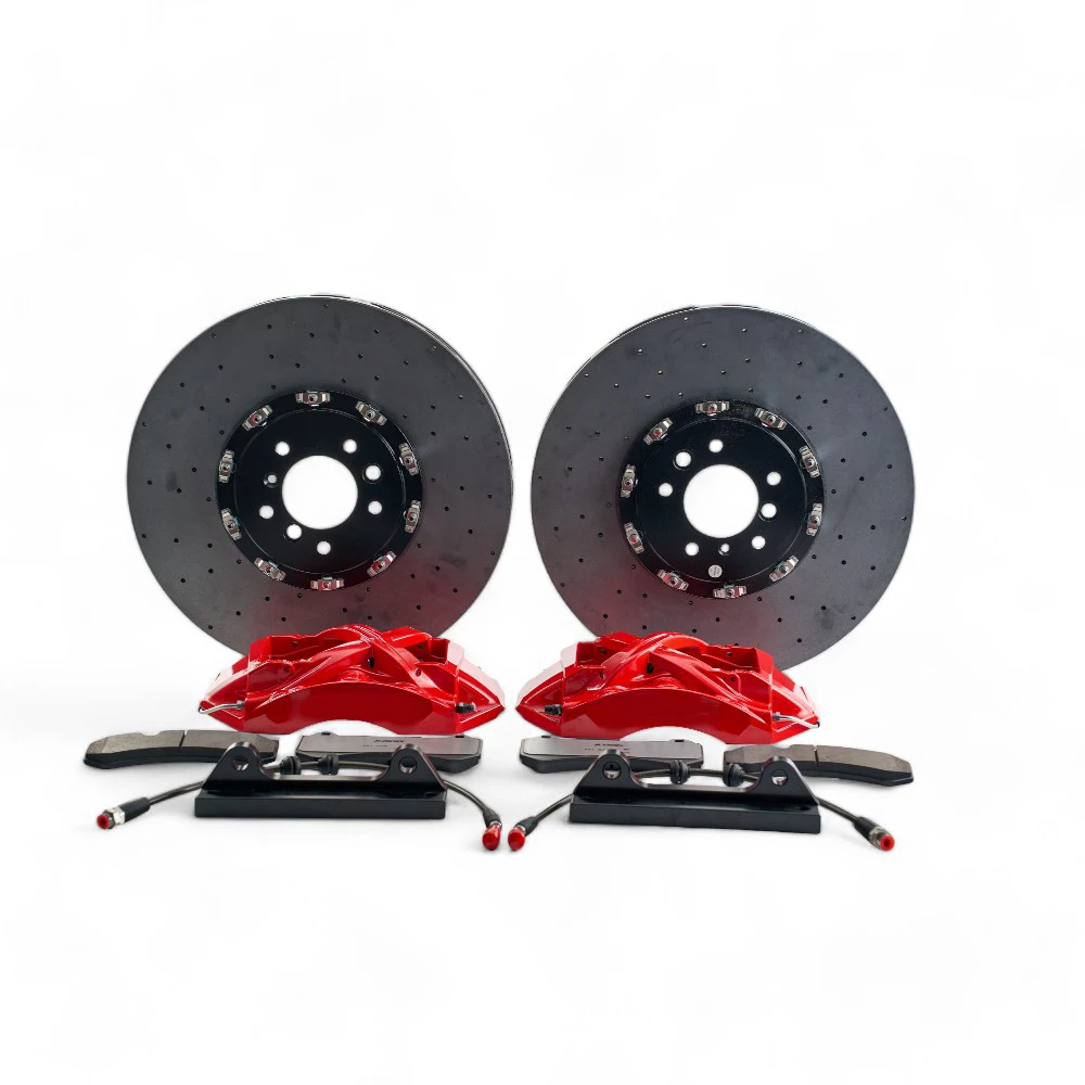 Carbon ceramic discs X61 Silver Caliper With  Drilled And Slotted Brake Disc  Rear Wheel for Lamborghini ,Ferrari