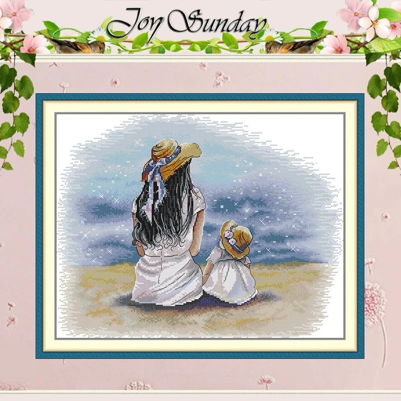 

Набор для вышивки крестом «Мать и дочь моря» 11CT 14CT 16CT, штампованный набор для вышивки крестом, вышивка, рукоделие