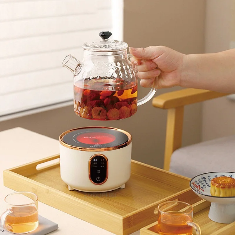 800ml Electric Kettle Mini Health Pot Home Electric Ceramic Stove Office Glass Flower Teapot Auto Keep Warm Multifunctional 800W
