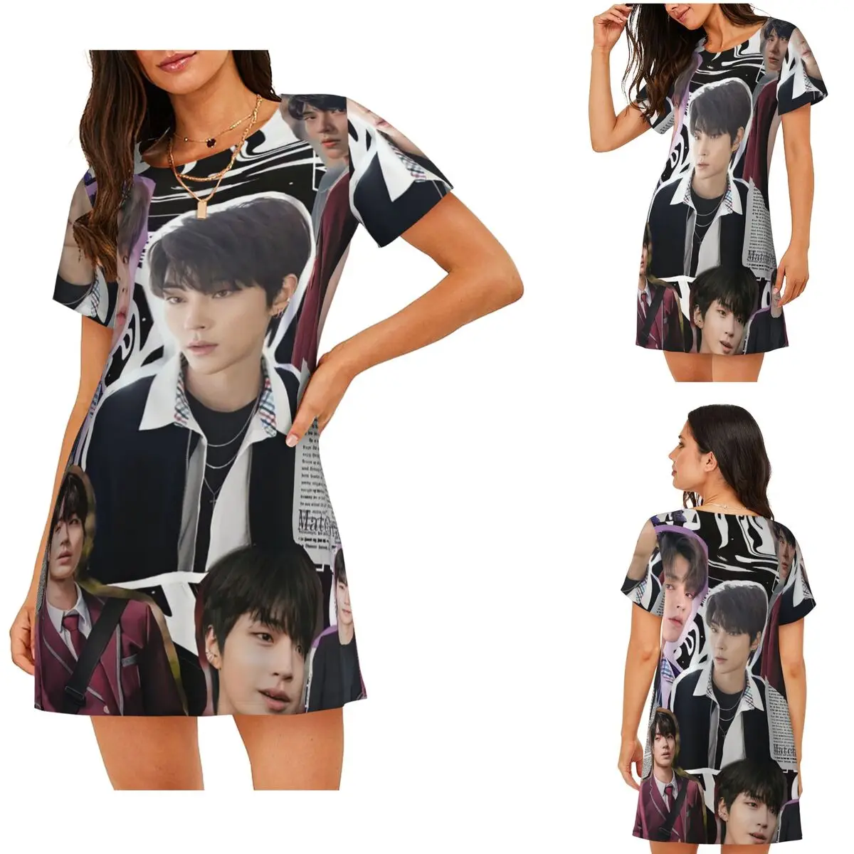 Custom Hwang In Yeop Short Sleeves Nightdress For Sleeping Sleepshirts Women Short Sleeve Nightgowns Loose Pajama Dress