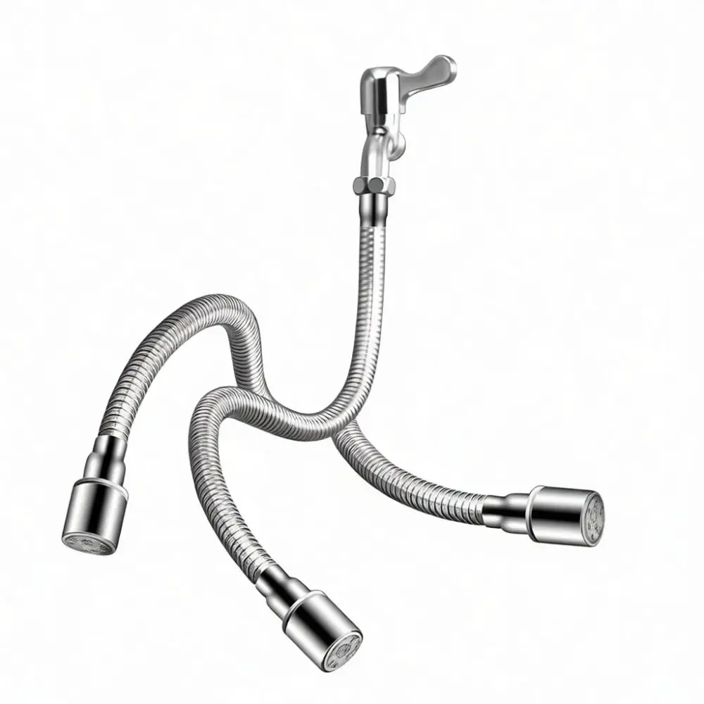 Flexible Sink Faucet Extender Stainless Steel Extension Pipe Universal Kitchen Tap Aerator Anti Splash Rotating Spray Head