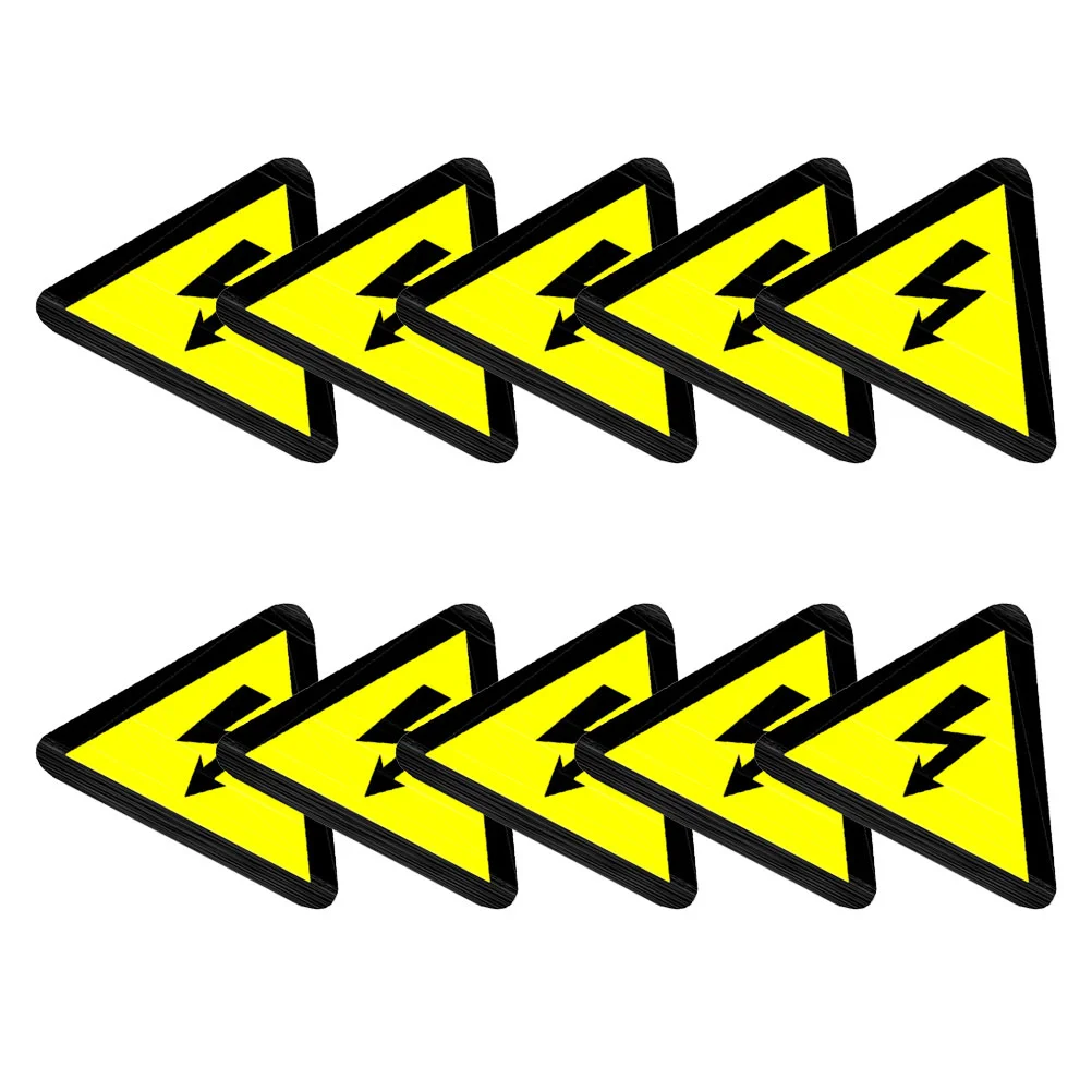 

10 PCS Anti-electric Shock Sign Sticker Warning Yard Fence Stickers Danger Risk Night Light The